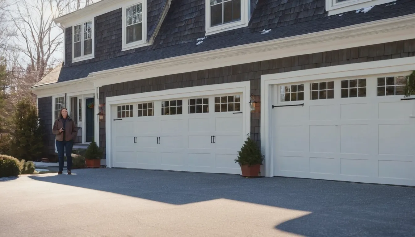 A residential garage door in Marlborough with a homeowner checking it from a safe distance